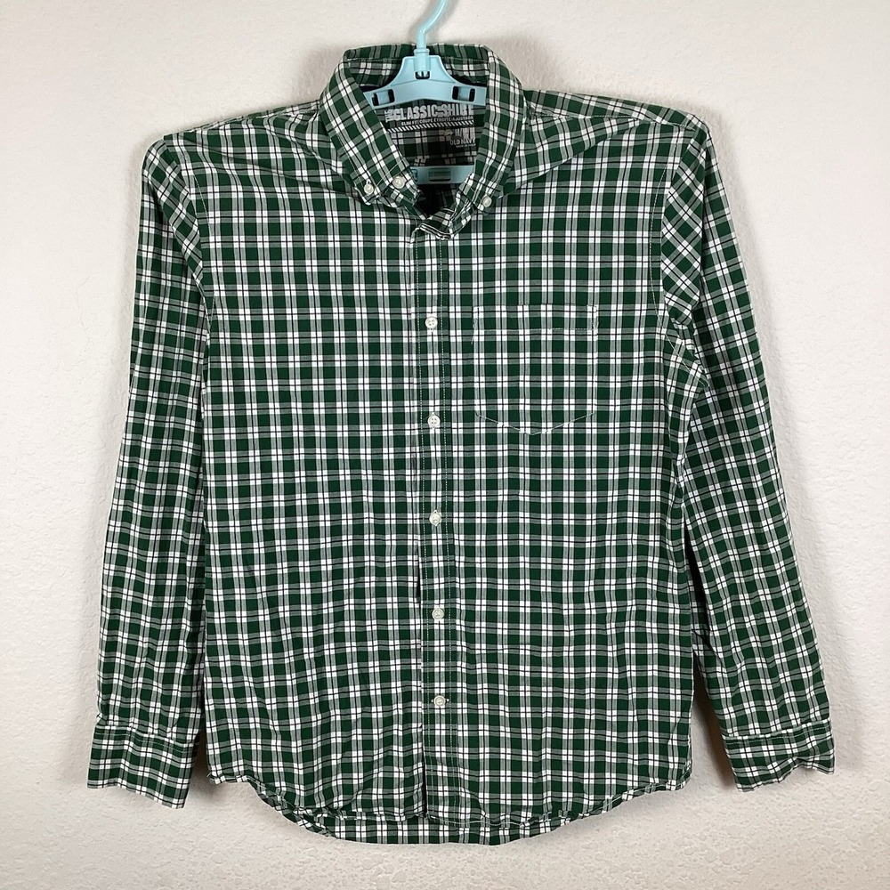 Old Navy Mens Button Up Shirt Sz M Slim Fit Long Sleeve Plaid Excellent